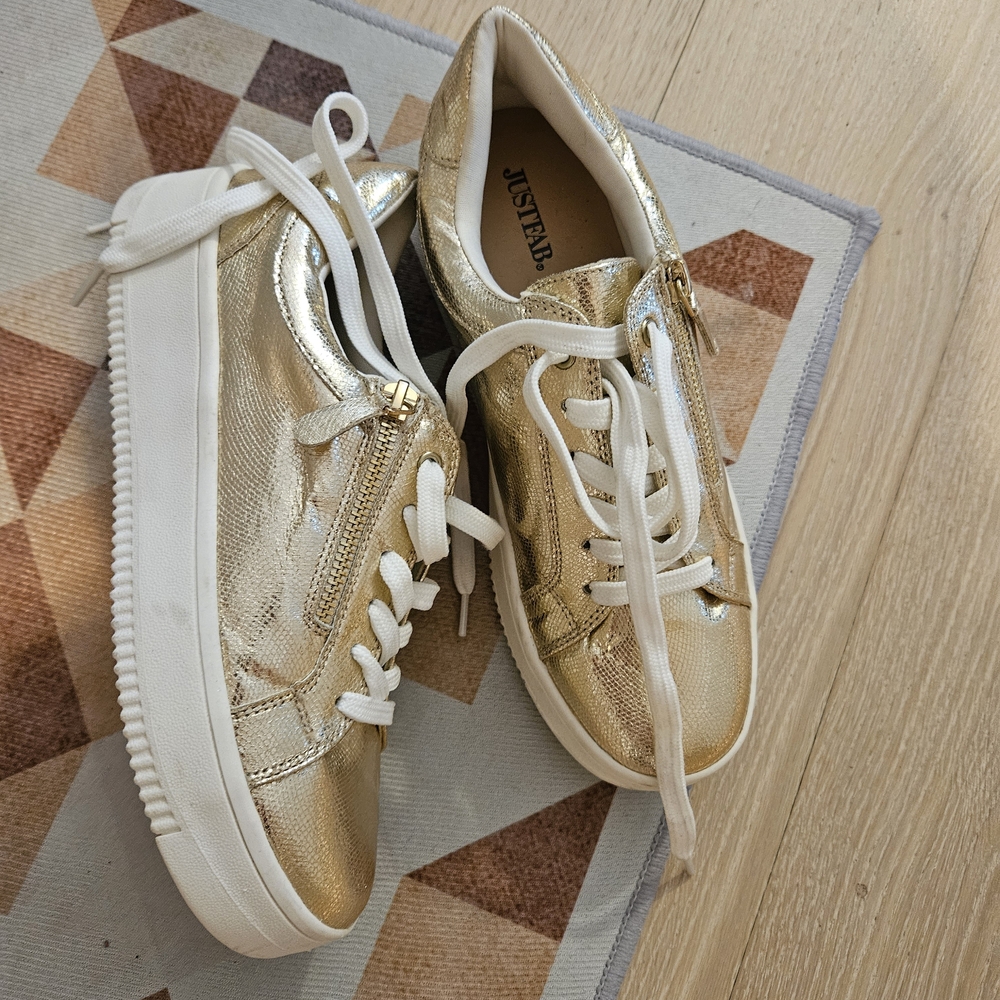 JustFab Metallic Gold Sneakers